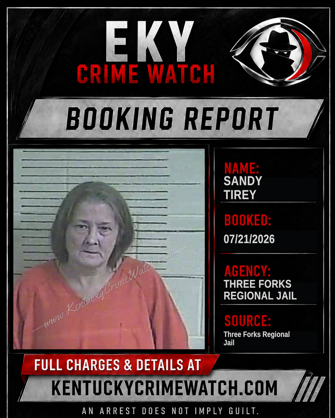 Sandy Tirey booking report card