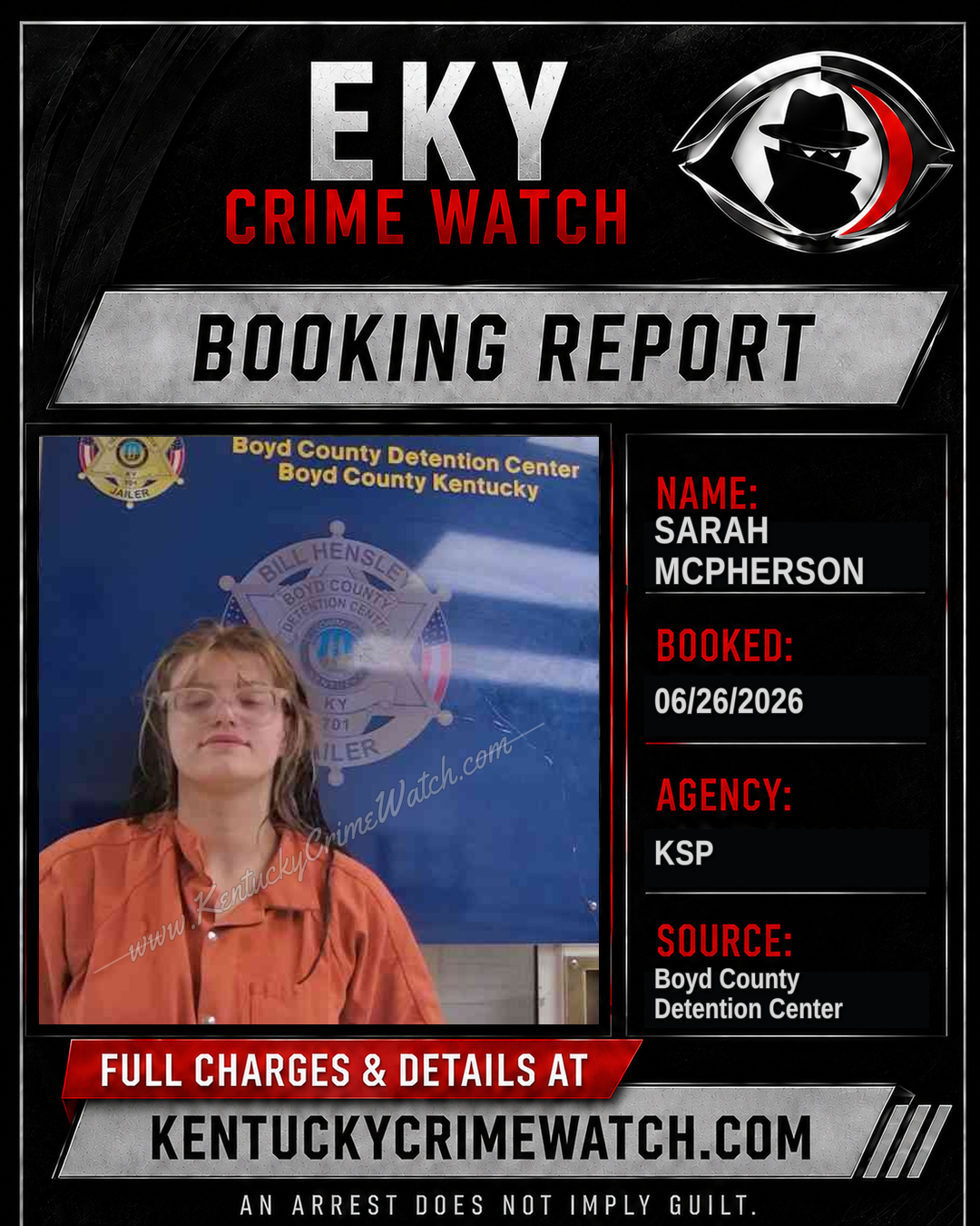 SARAH MCPHERSON booking image