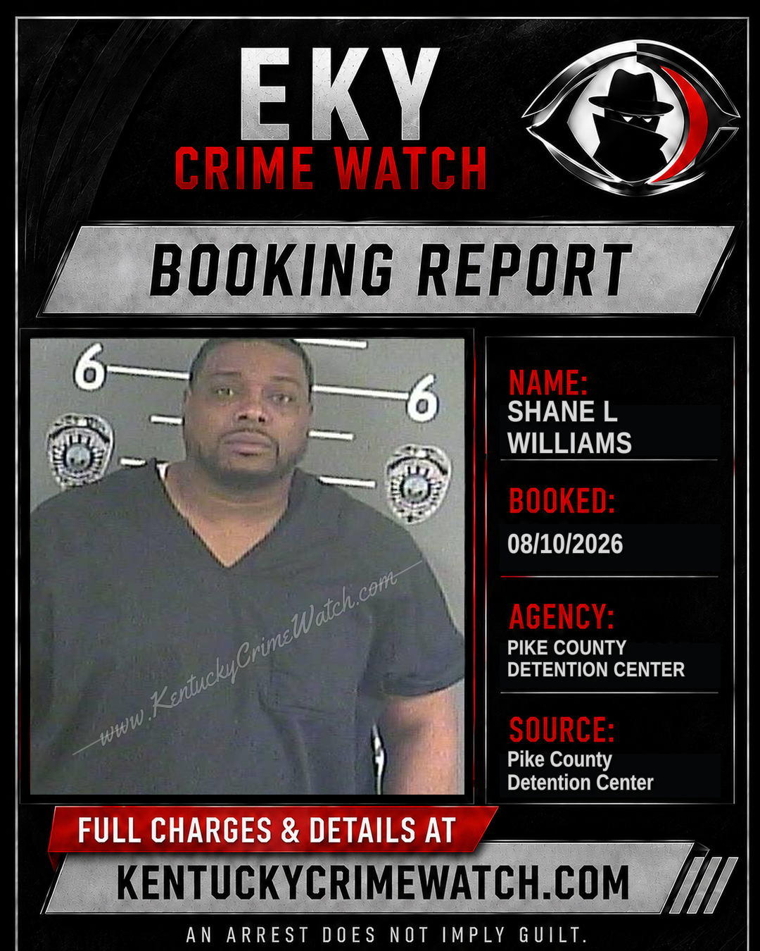 SHANE L WILLIAMS booking report card