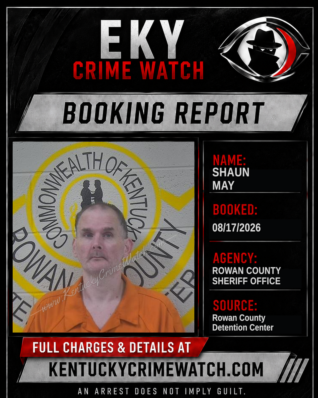 SHAUN MAY booking report card