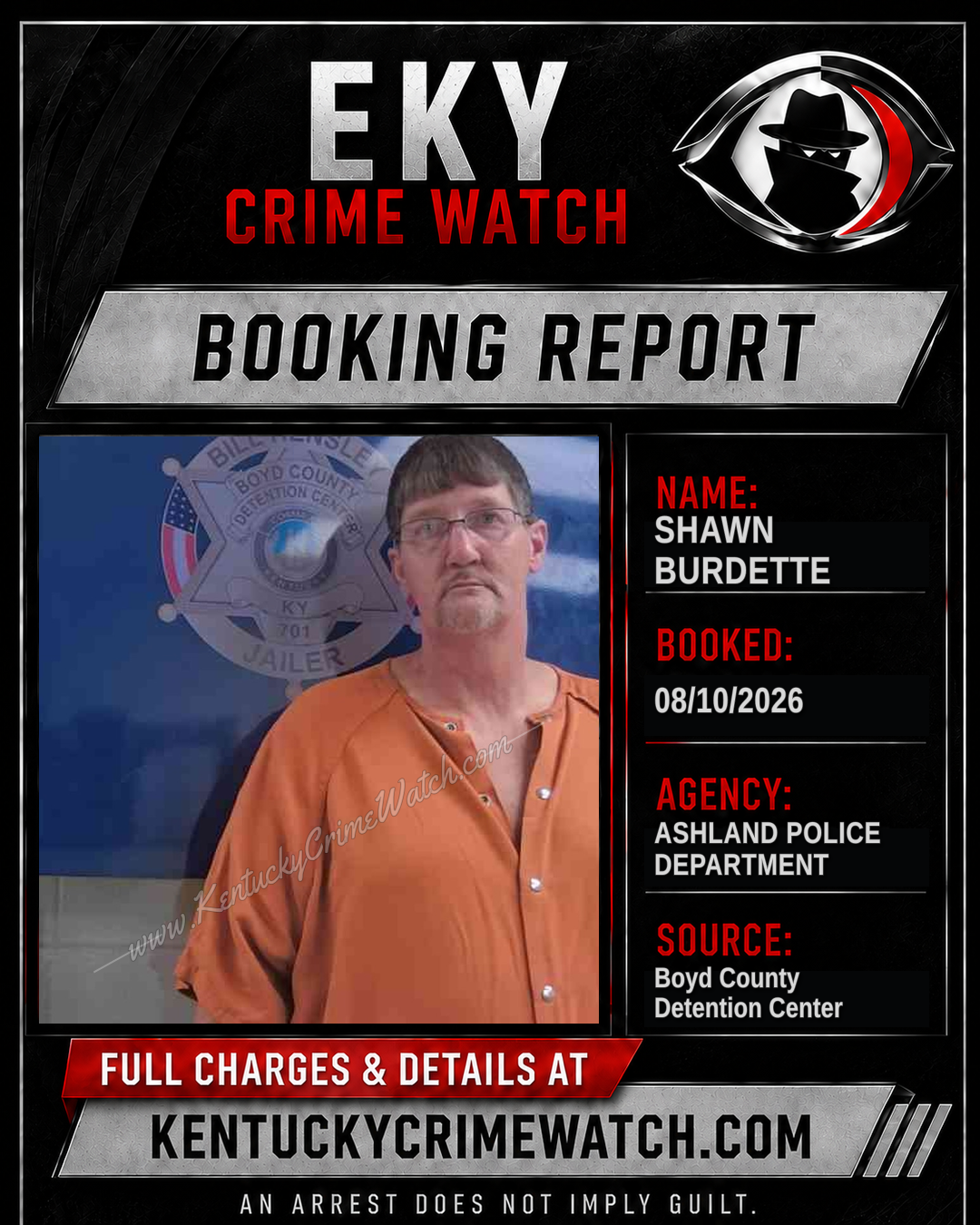 SHAWN BURDETTE booking report card