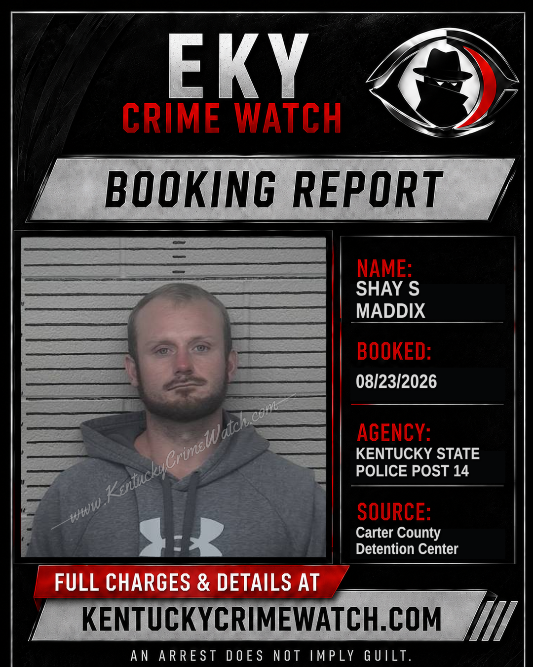 SHAY S MADDIX booking report card