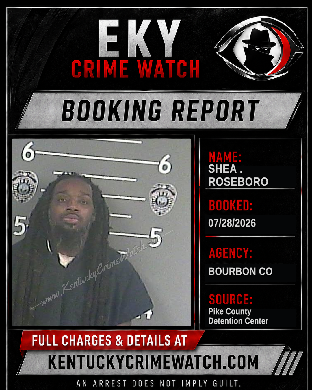SHEA . ROSEBORO booking report card