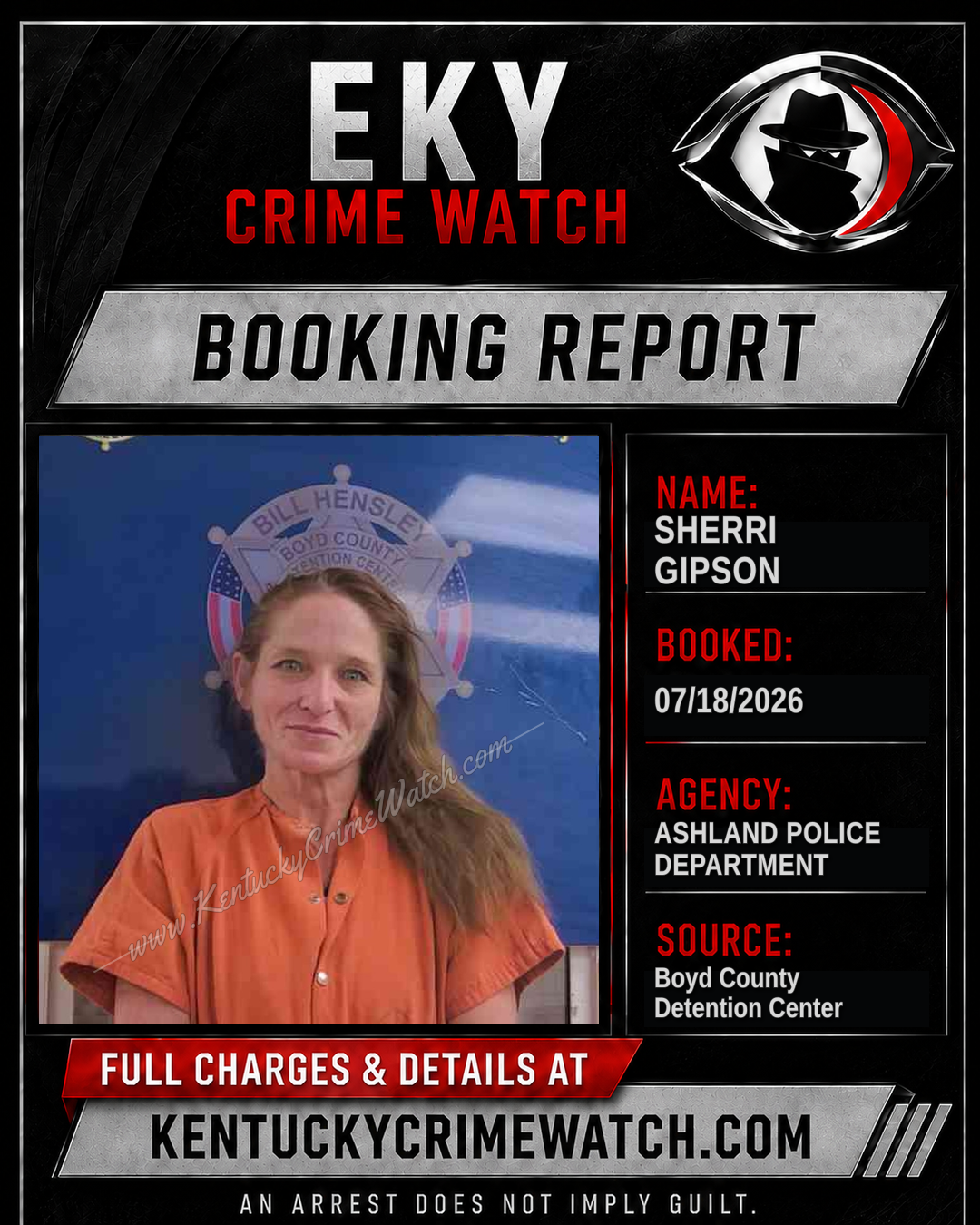 SHERRI GIPSON booking report card