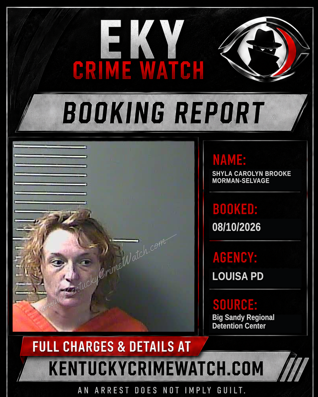 SHYLA CAROLYN BROOKE MORMAN-SELVAGE booking report card