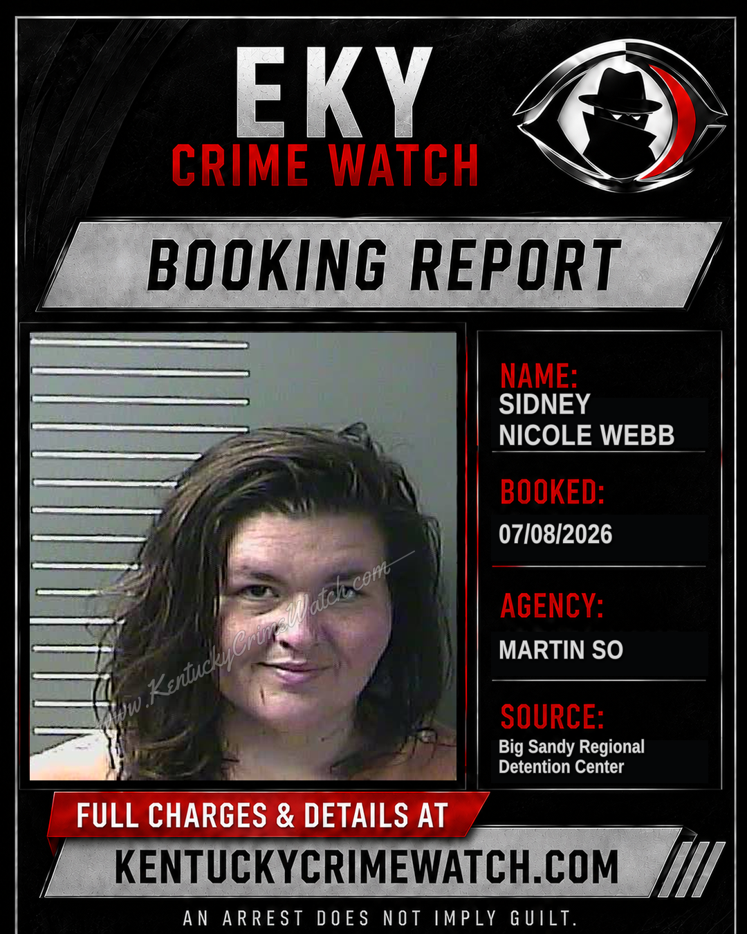 SIDNEY NICOLE WEBB booking report card