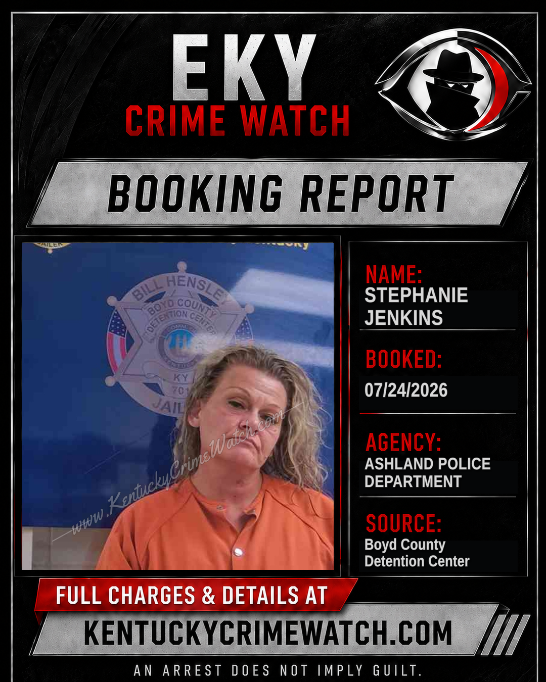 STEPHANIE JENKINS booking report card