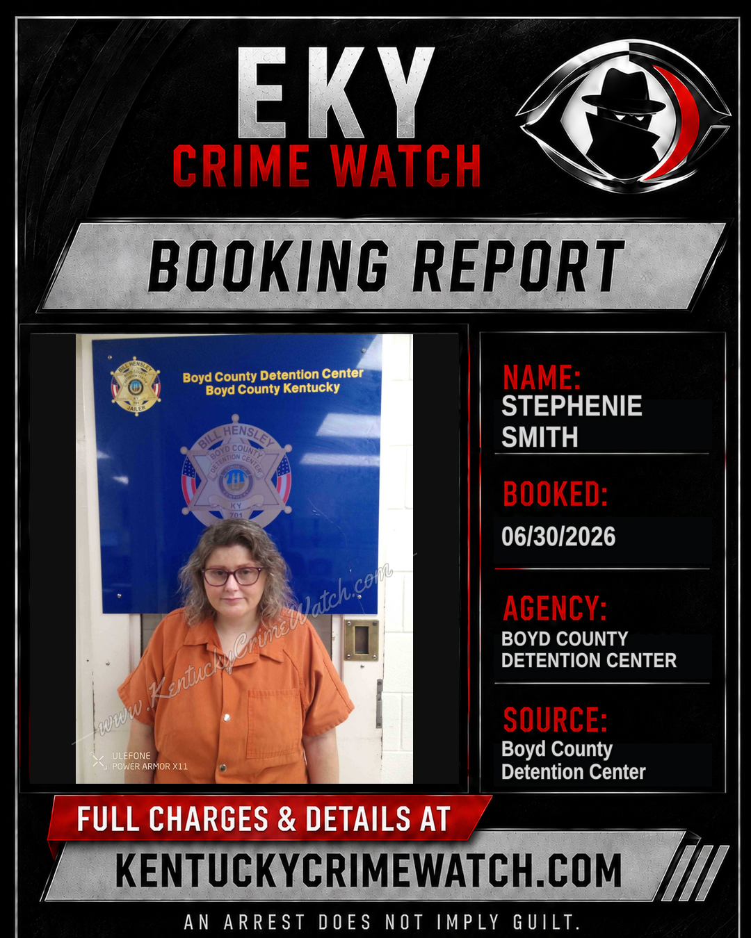 STEPHENIE SMITH booking report card