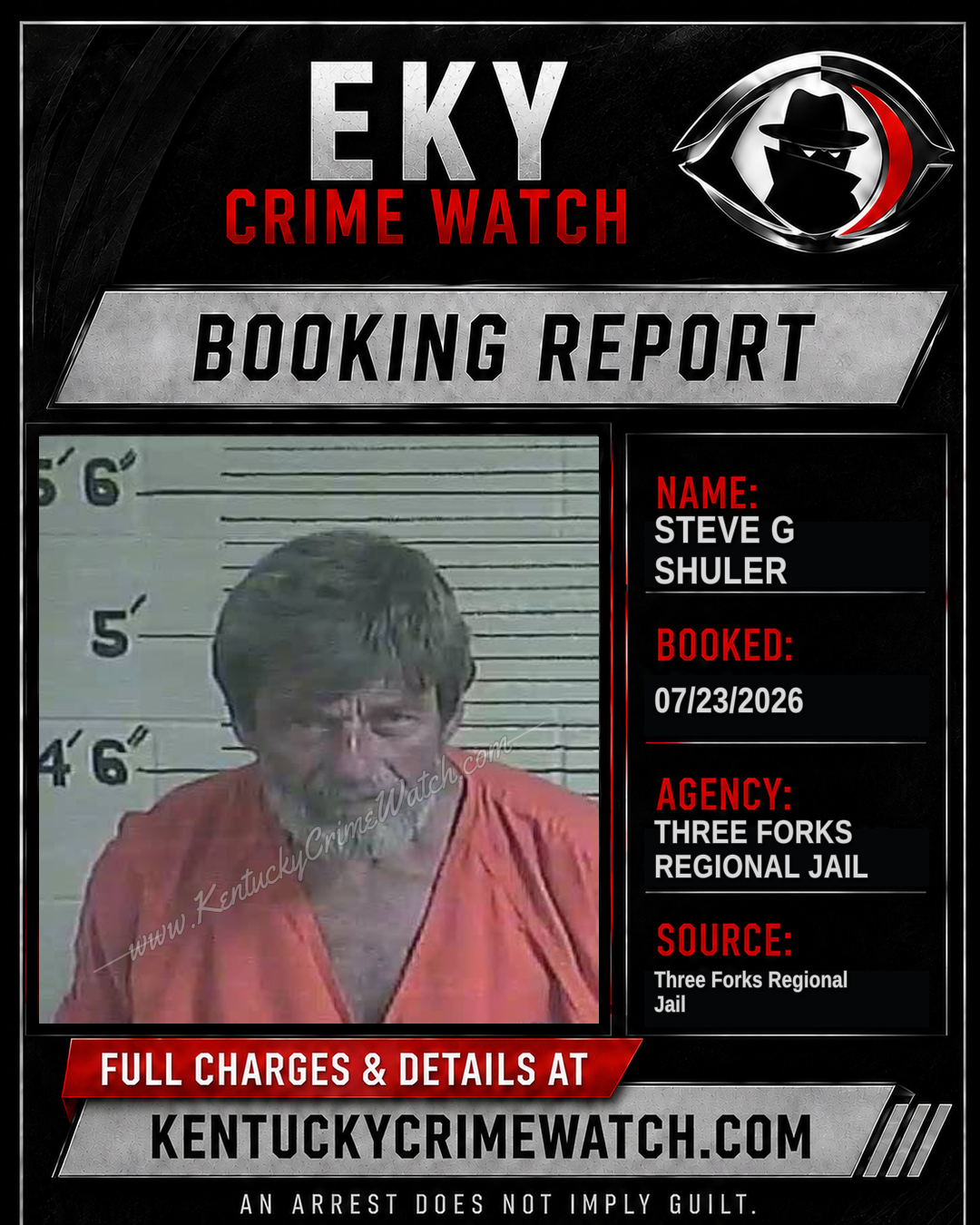 Steve G Shuler booking report card