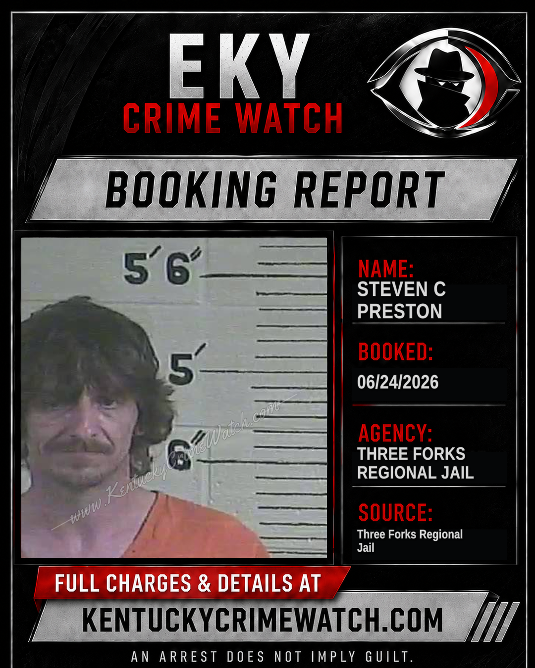 Steven C Preston booking report card