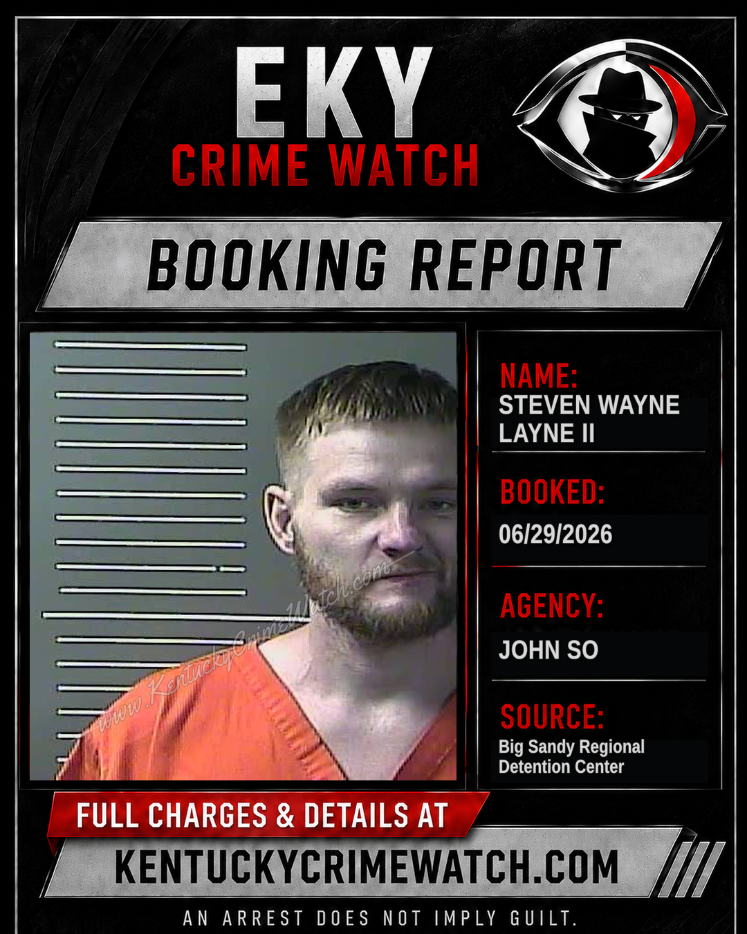 STEVEN WAYNE LAYNE II booking report card