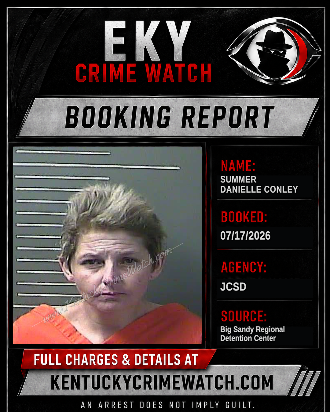 SUMMER DANIELLE CONLEY booking report card