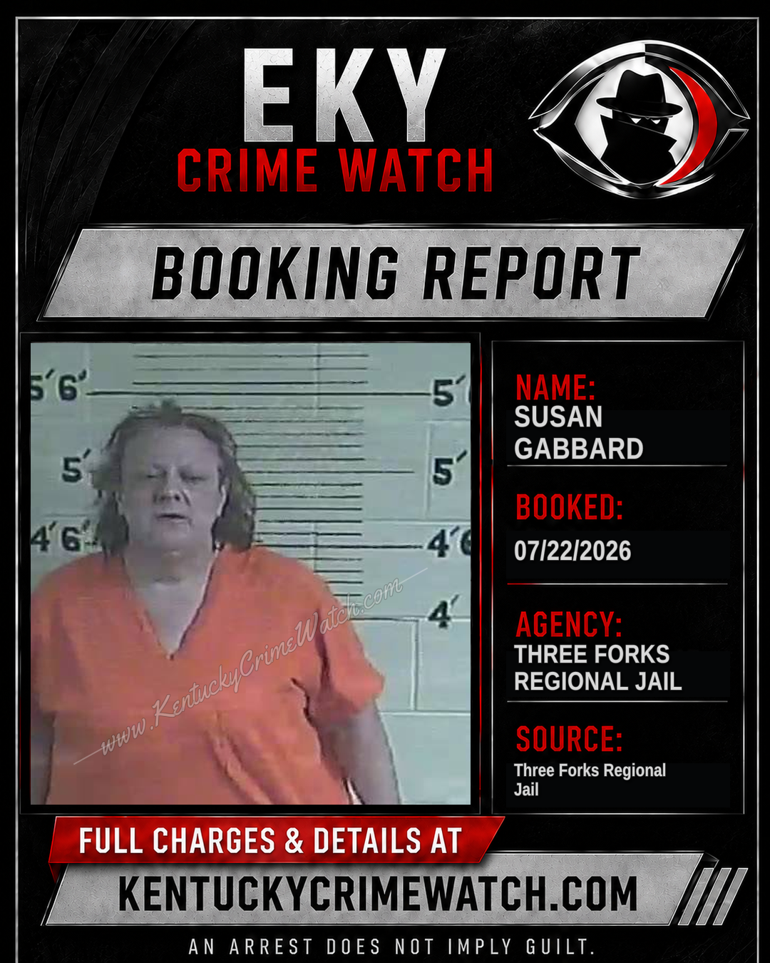 Susan Gabbard booking report card