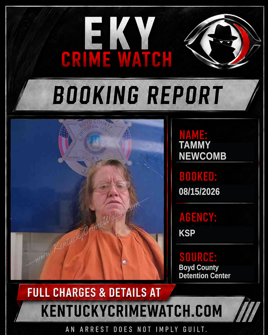 TAMMY NEWCOMB booking report card