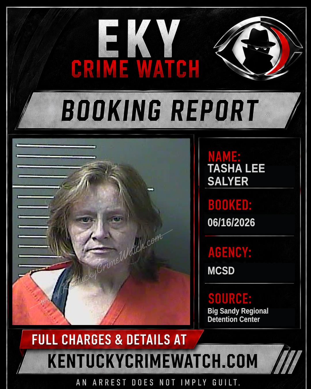 TASHA LEE SALYER booking report card