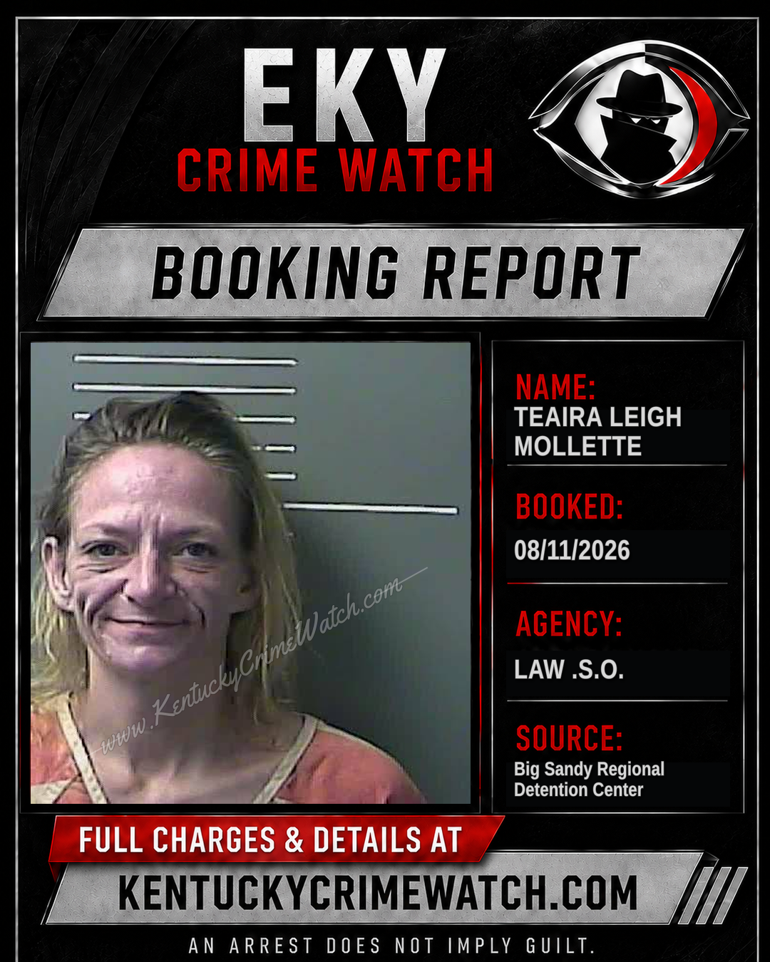 TEAIRA LEIGH MOLLETTE booking report card