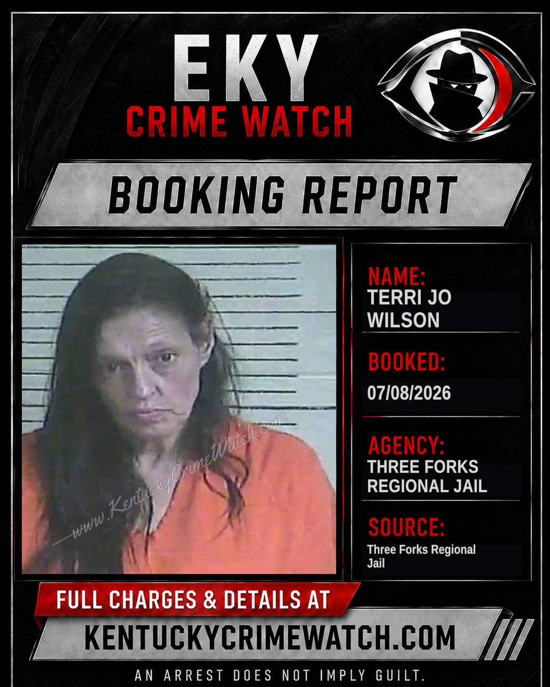 Terri Jo Wilson booking report card
