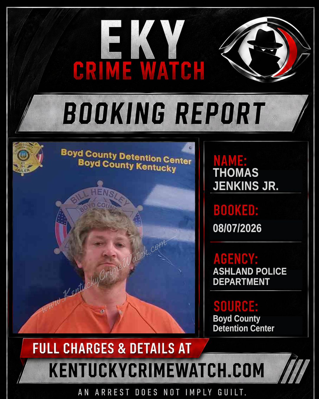 THOMAS JENKINS JR. booking report card
