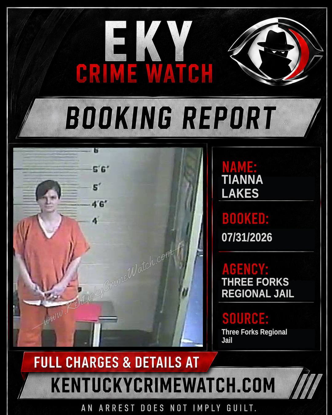 Tianna Lakes booking report card