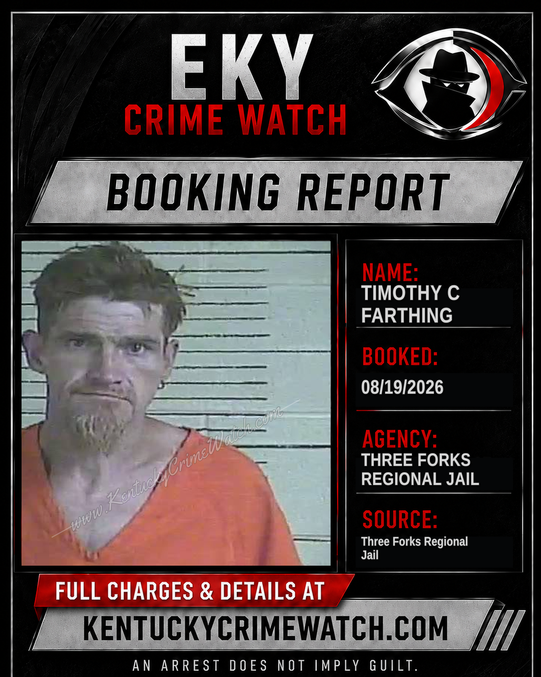 Timothy C Farthing booking report card