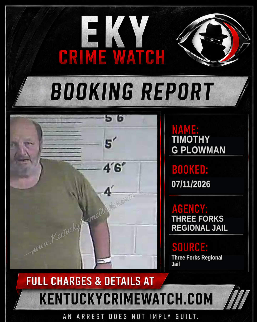 Timothy G Plowman booking report card