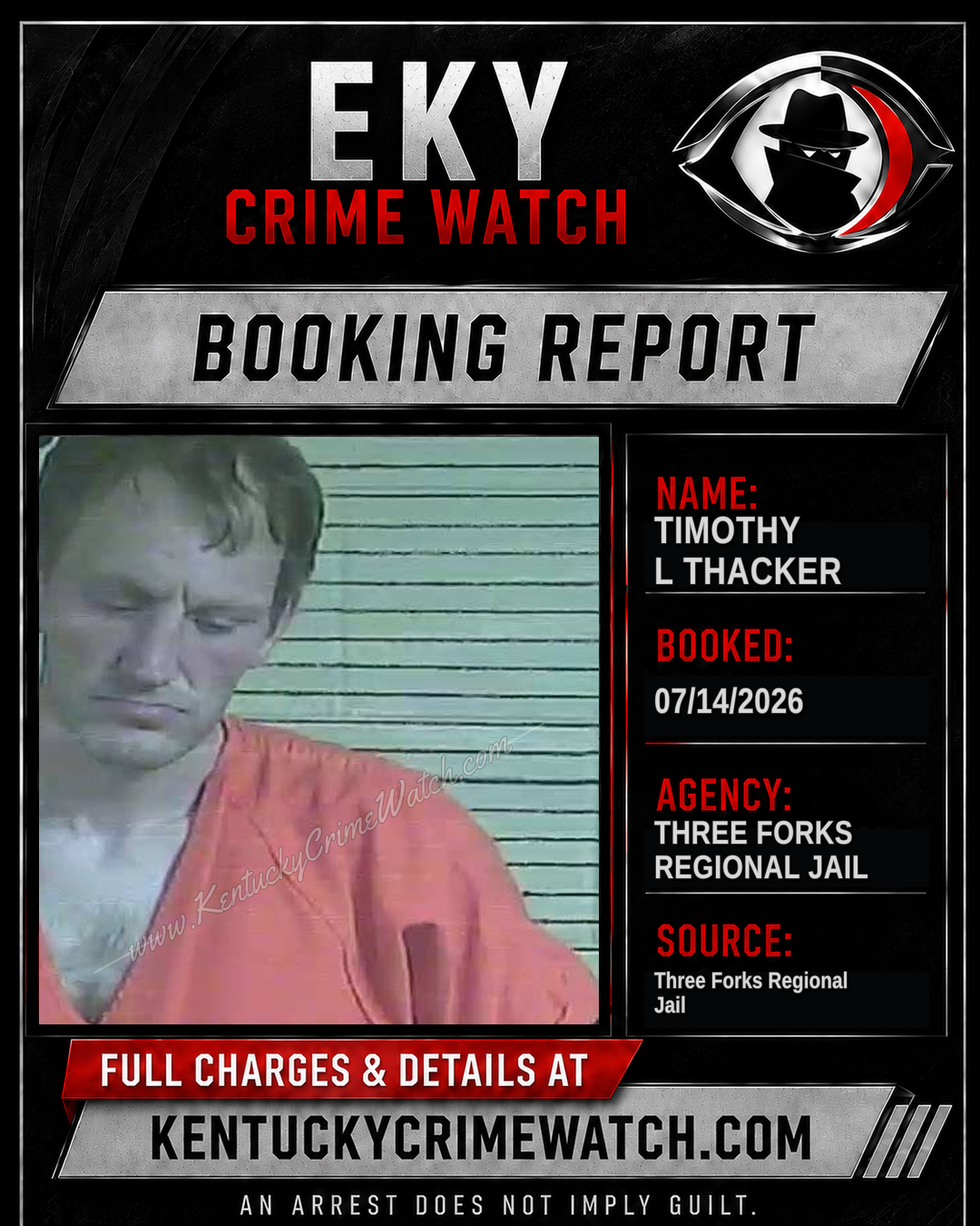 Timothy L Thacker booking report card