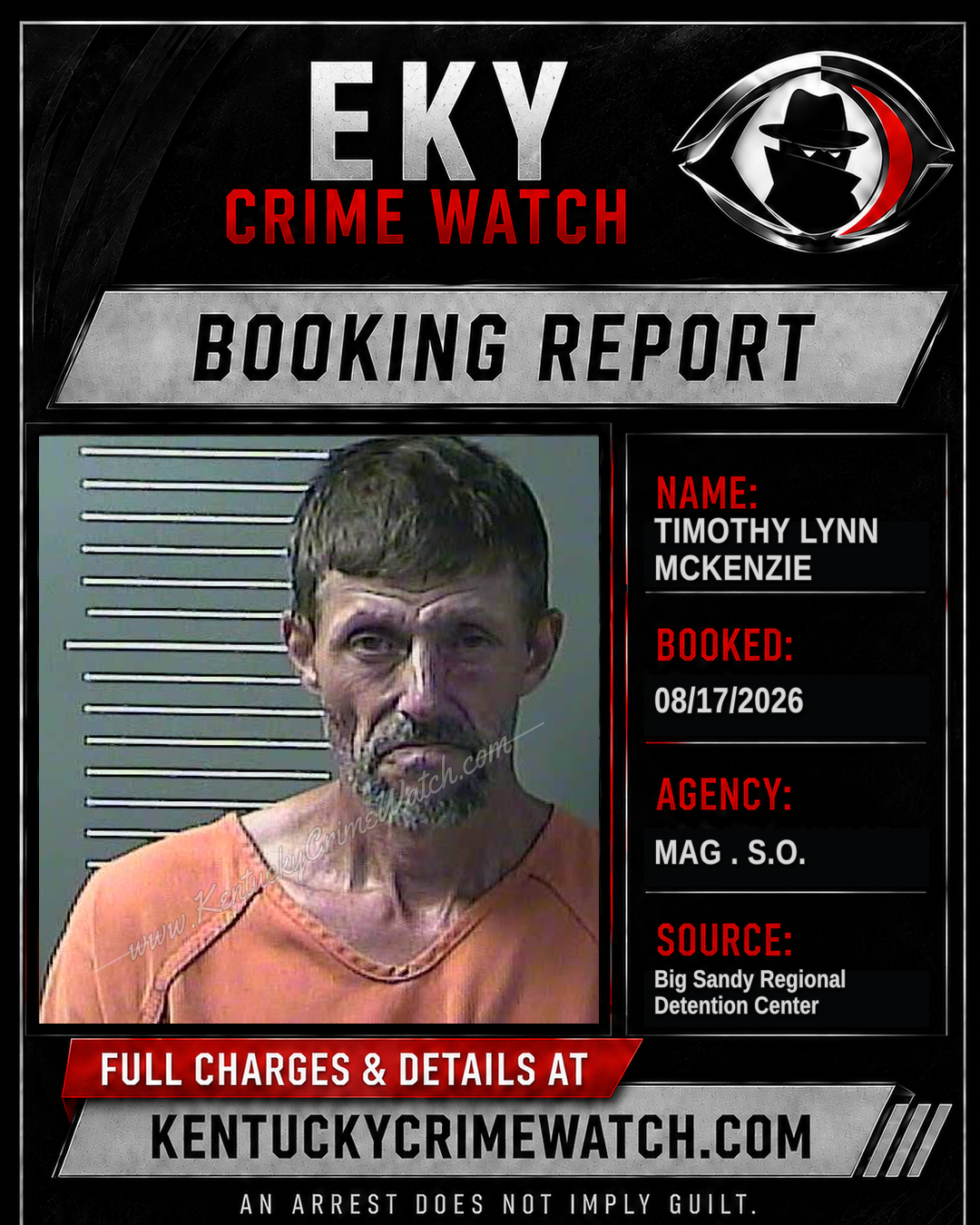 TIMOTHY LYNN MCKENZIE booking report card
