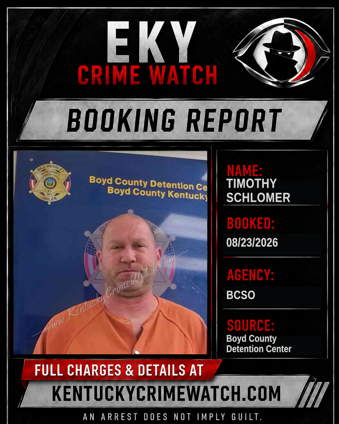 TIMOTHY SCHLOMER booking report card