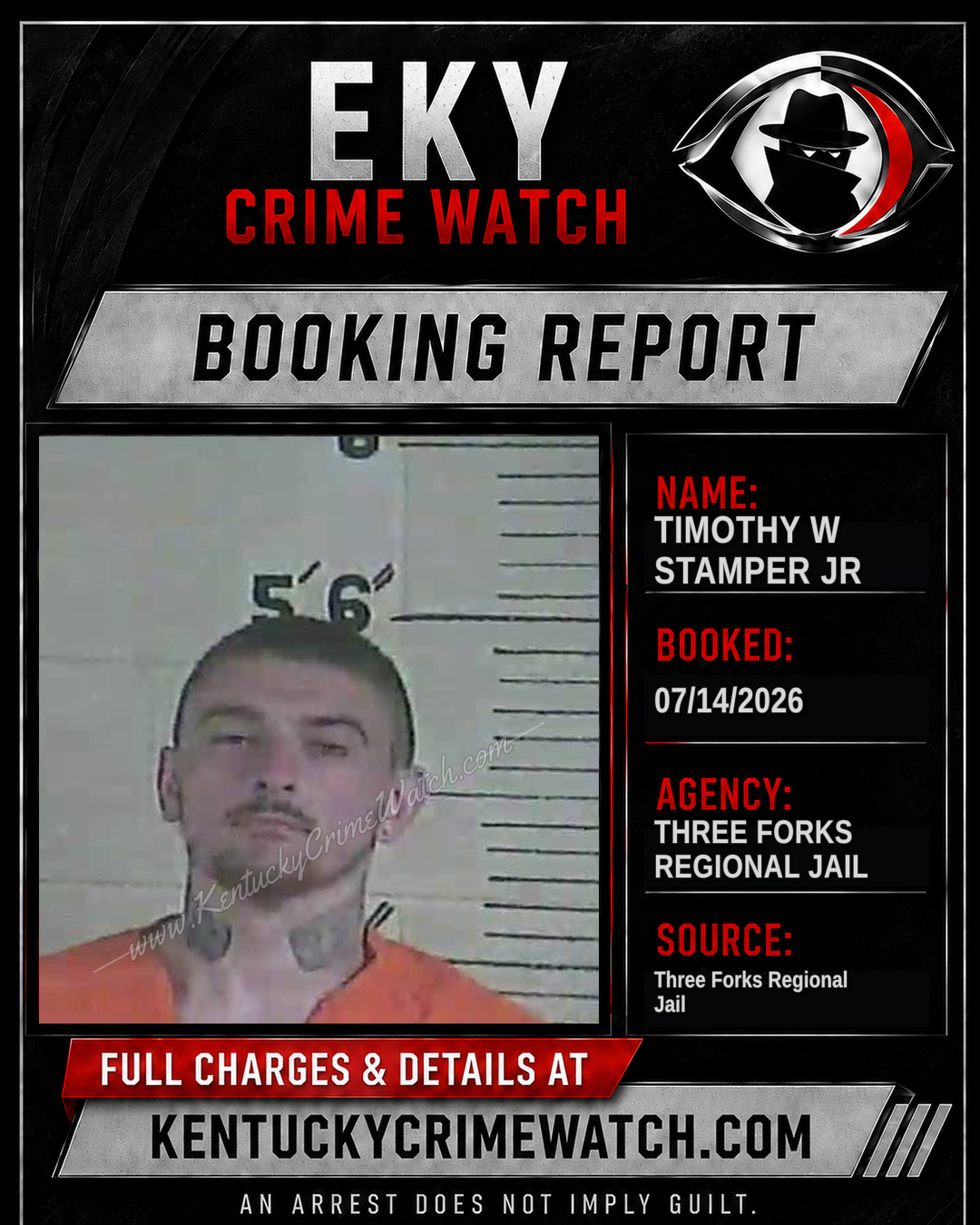 Timothy W Stamper JR booking report card