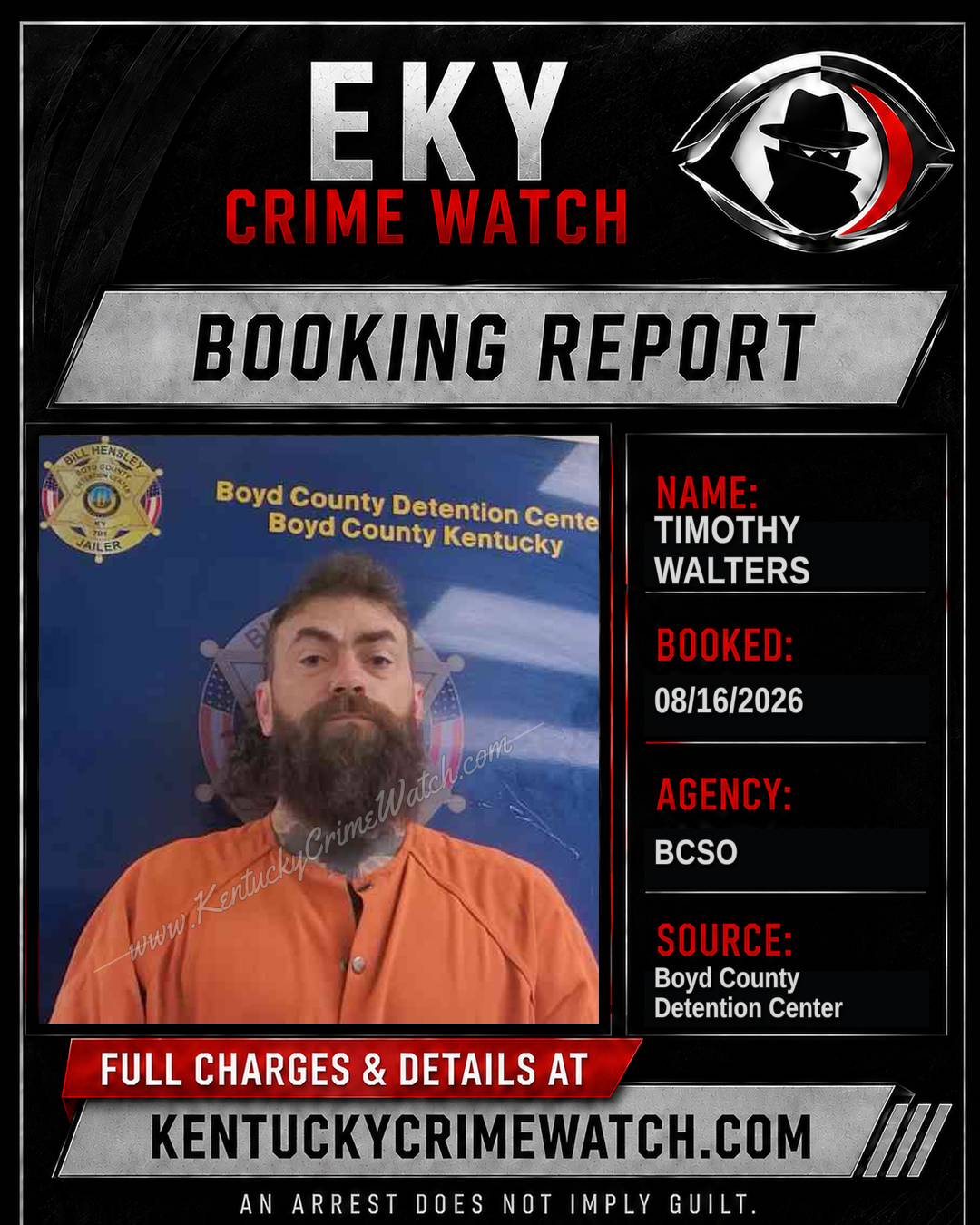 TIMOTHY WALTERS booking report card