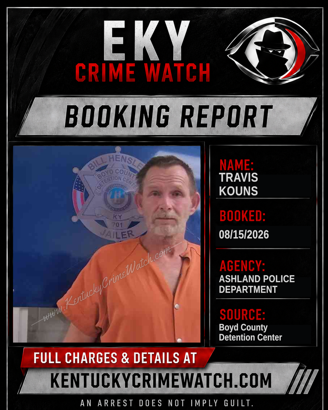 TRAVIS KOUNS booking report card