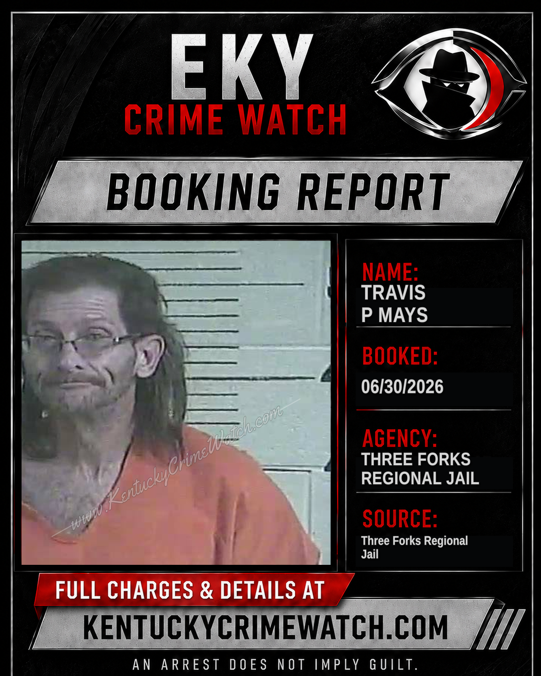 Travis P Mays booking report card