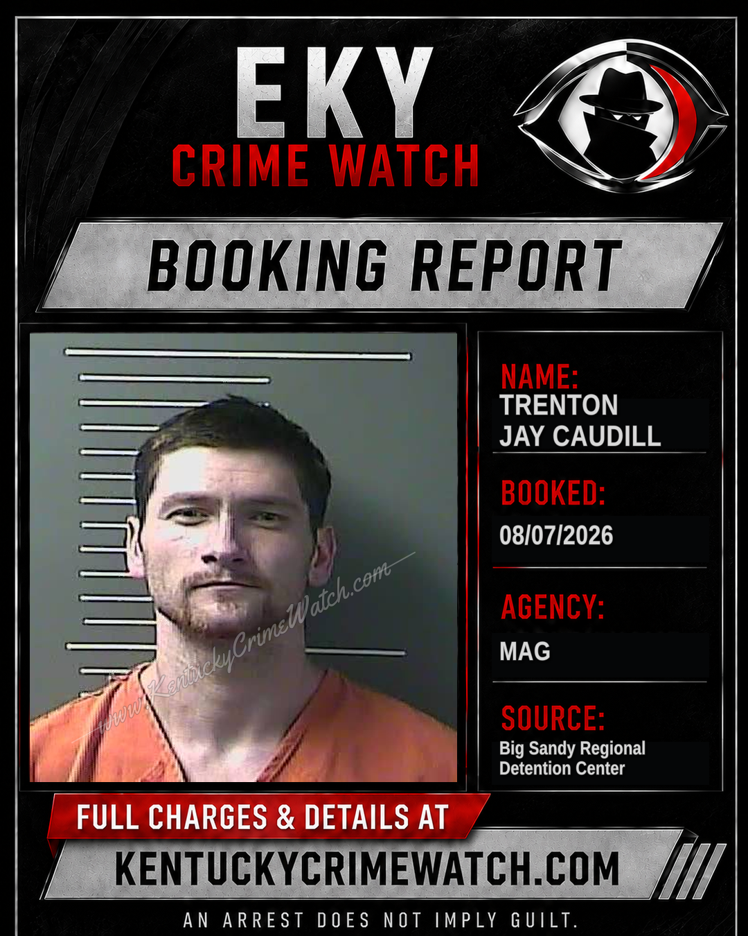 TRENTON JAY CAUDILL booking report card
