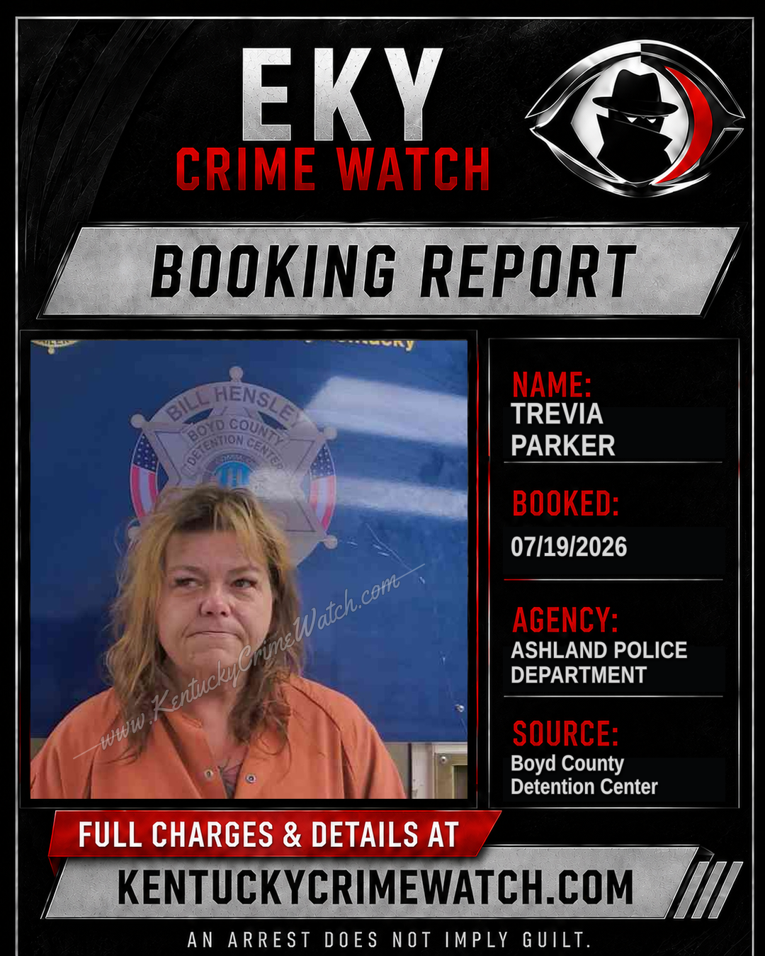 TREVIA PARKER booking report card