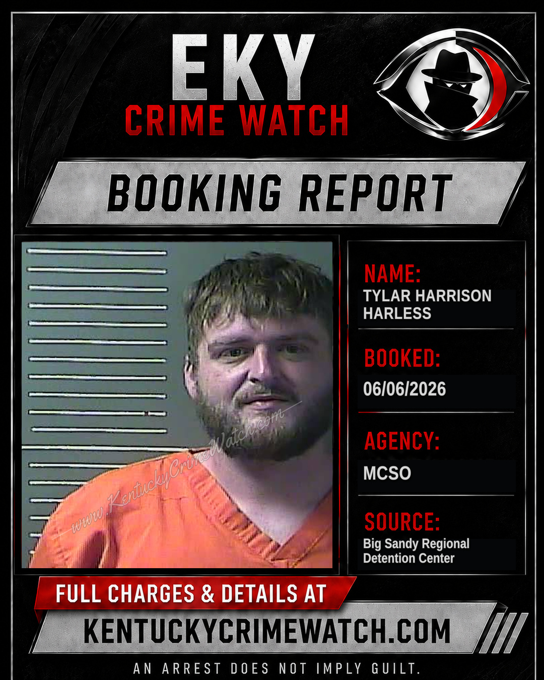 TYLAR HARRISON HARLESS booking report card