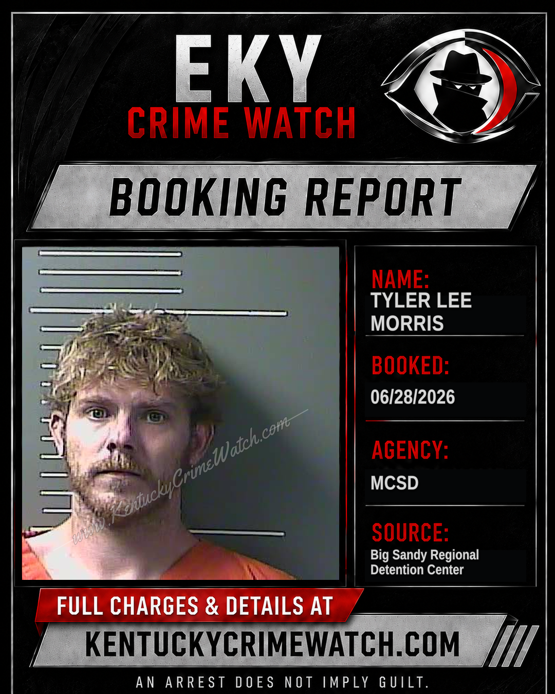 TYLER LEE MORRIS booking report card