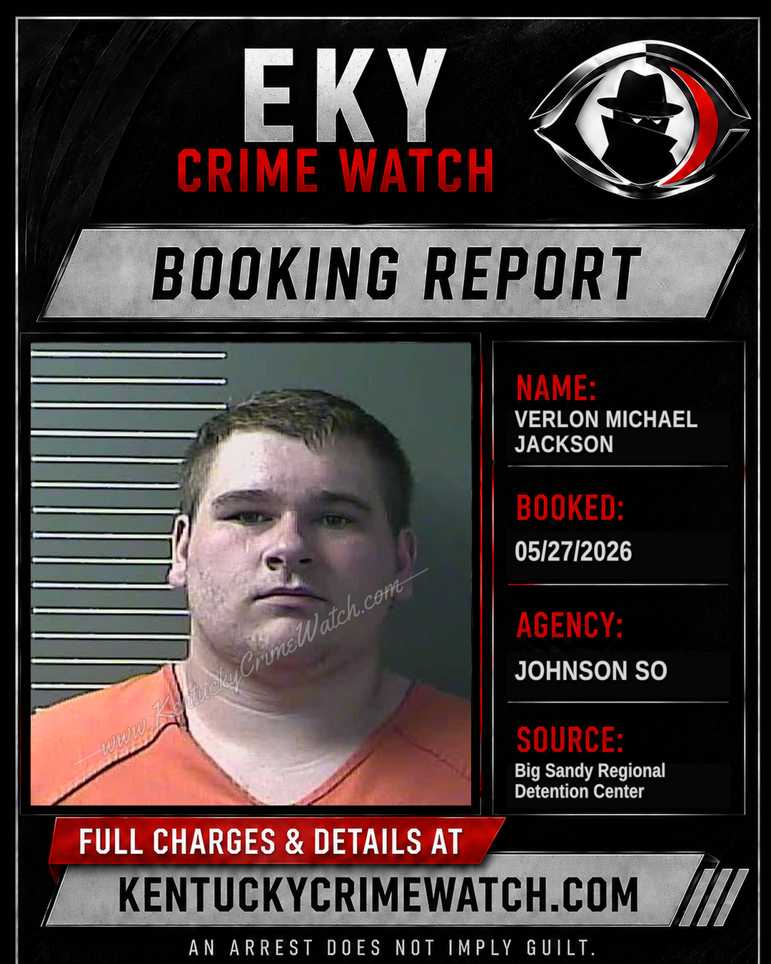 VERLON MICHAEL JACKSON booking report card