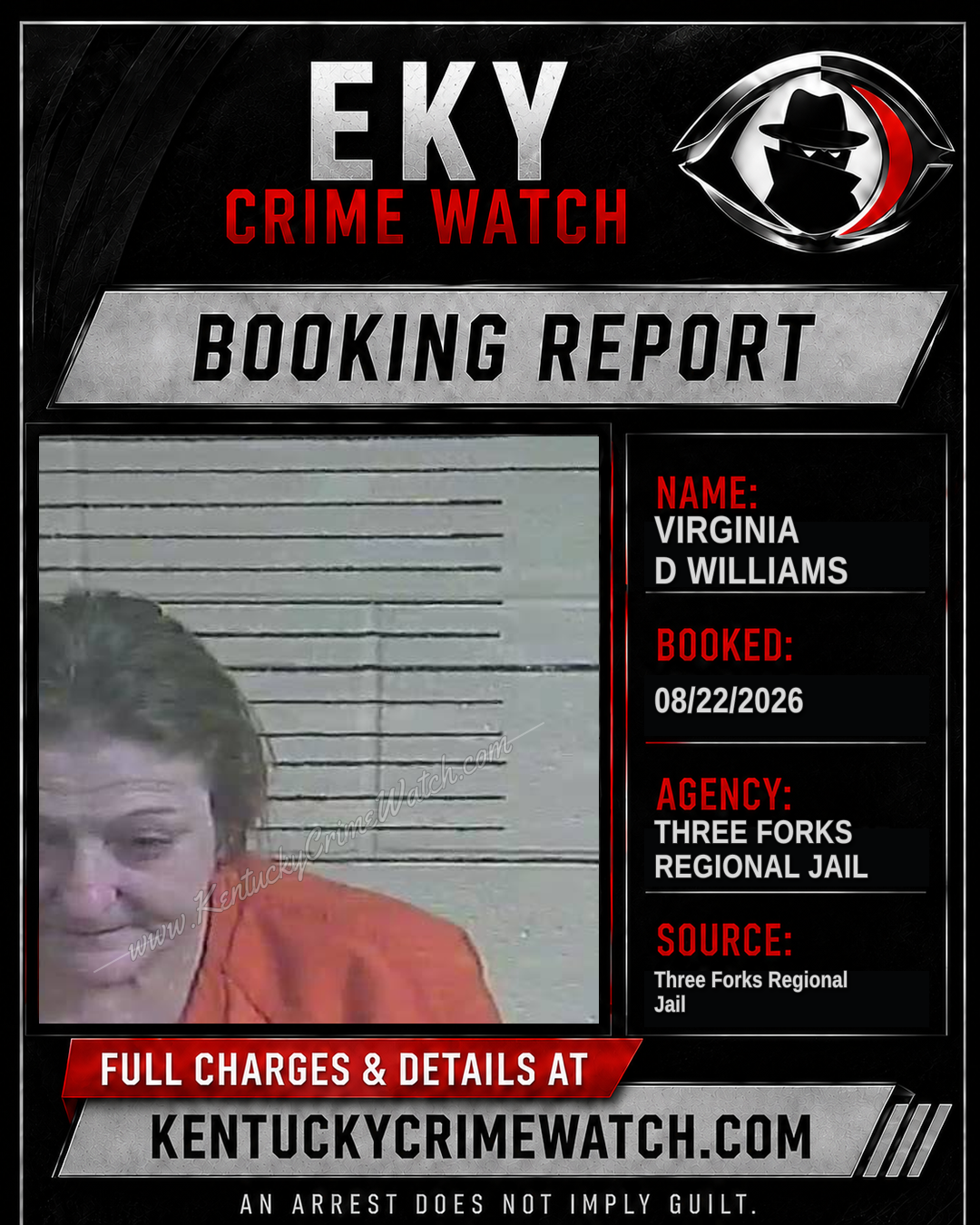 Virginia D Williams booking report card