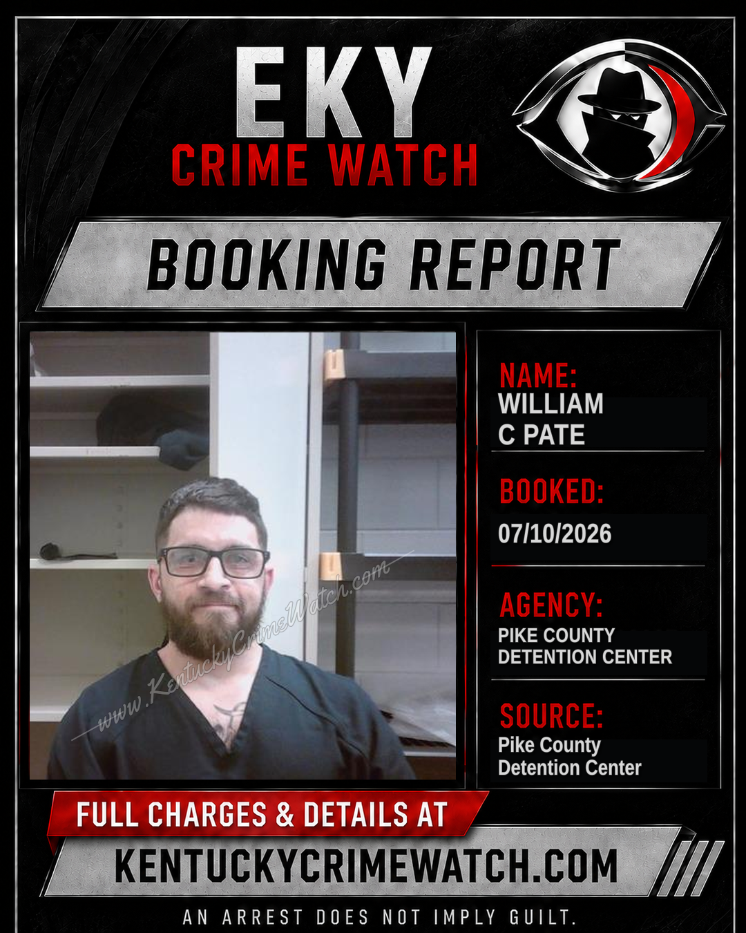 WILLIAM C PATE booking report card