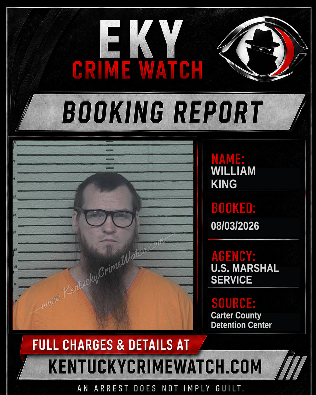 WILLIAM KING booking report card