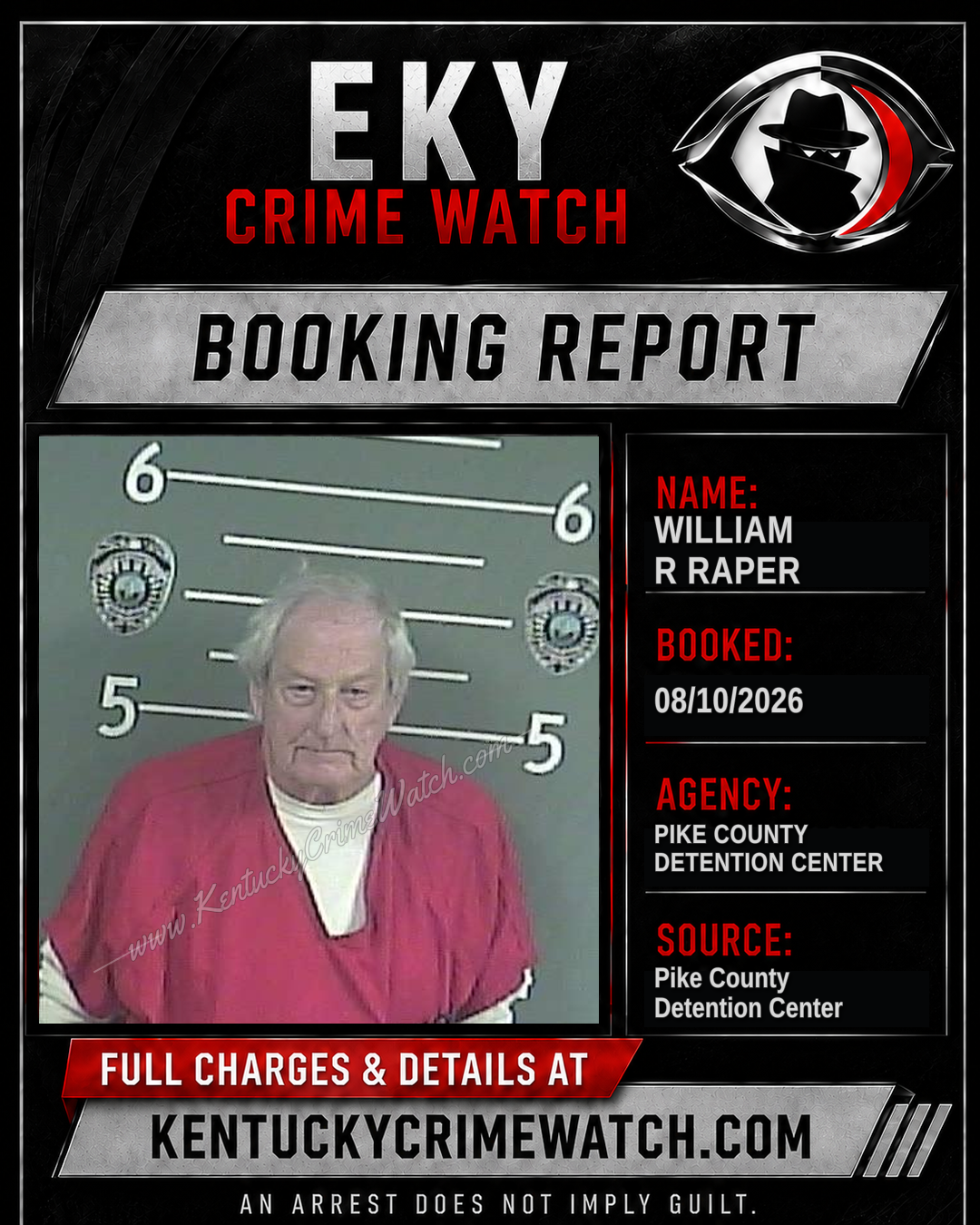 WILLIAM R RAPER booking report card