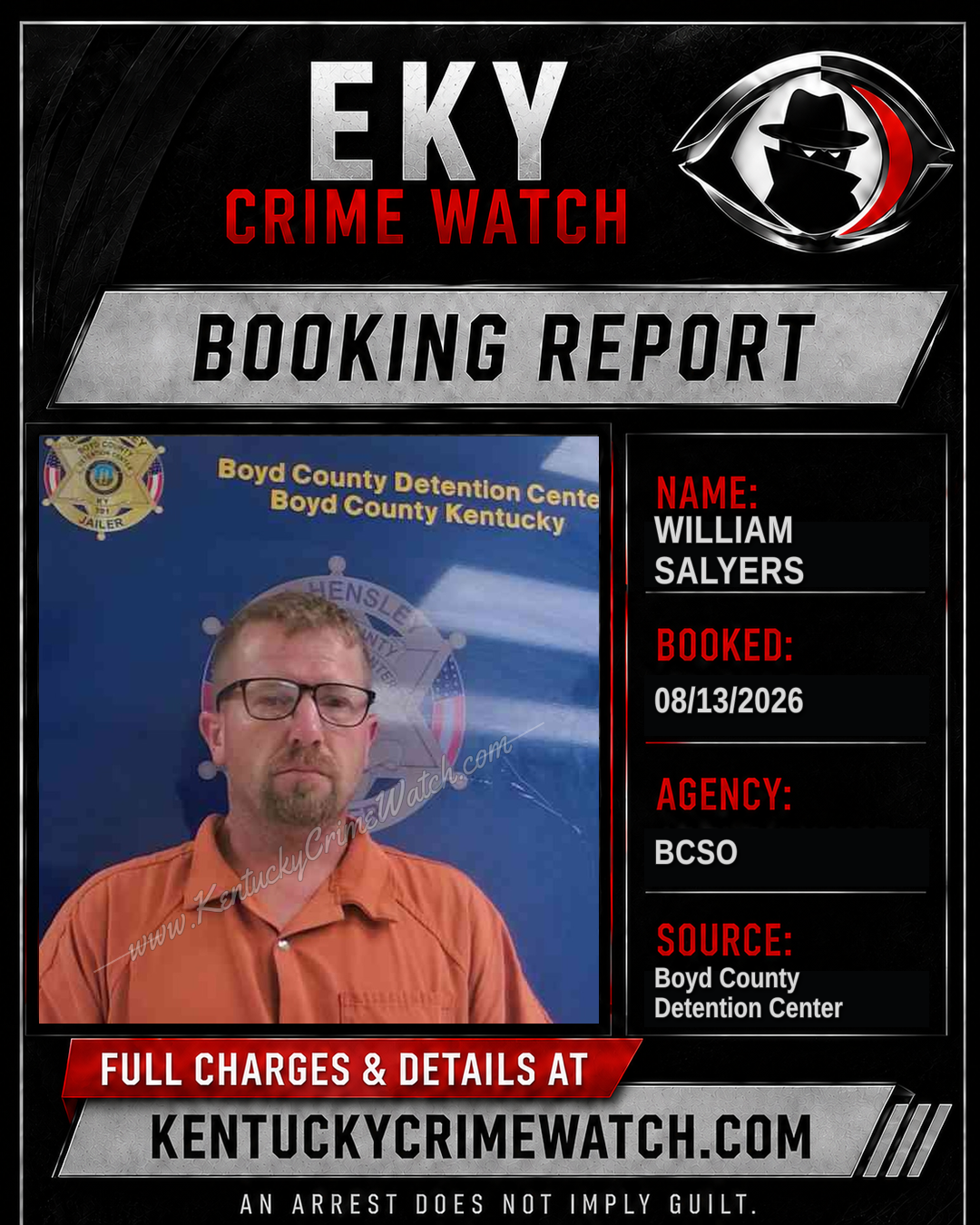 WILLIAM SALYERS booking report card