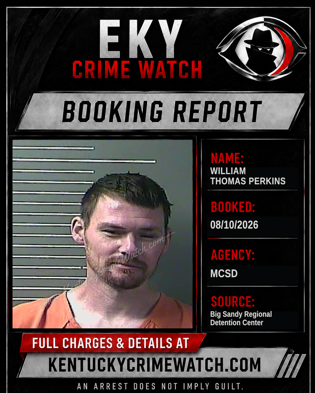 WILLIAM THOMAS PERKINS booking report card