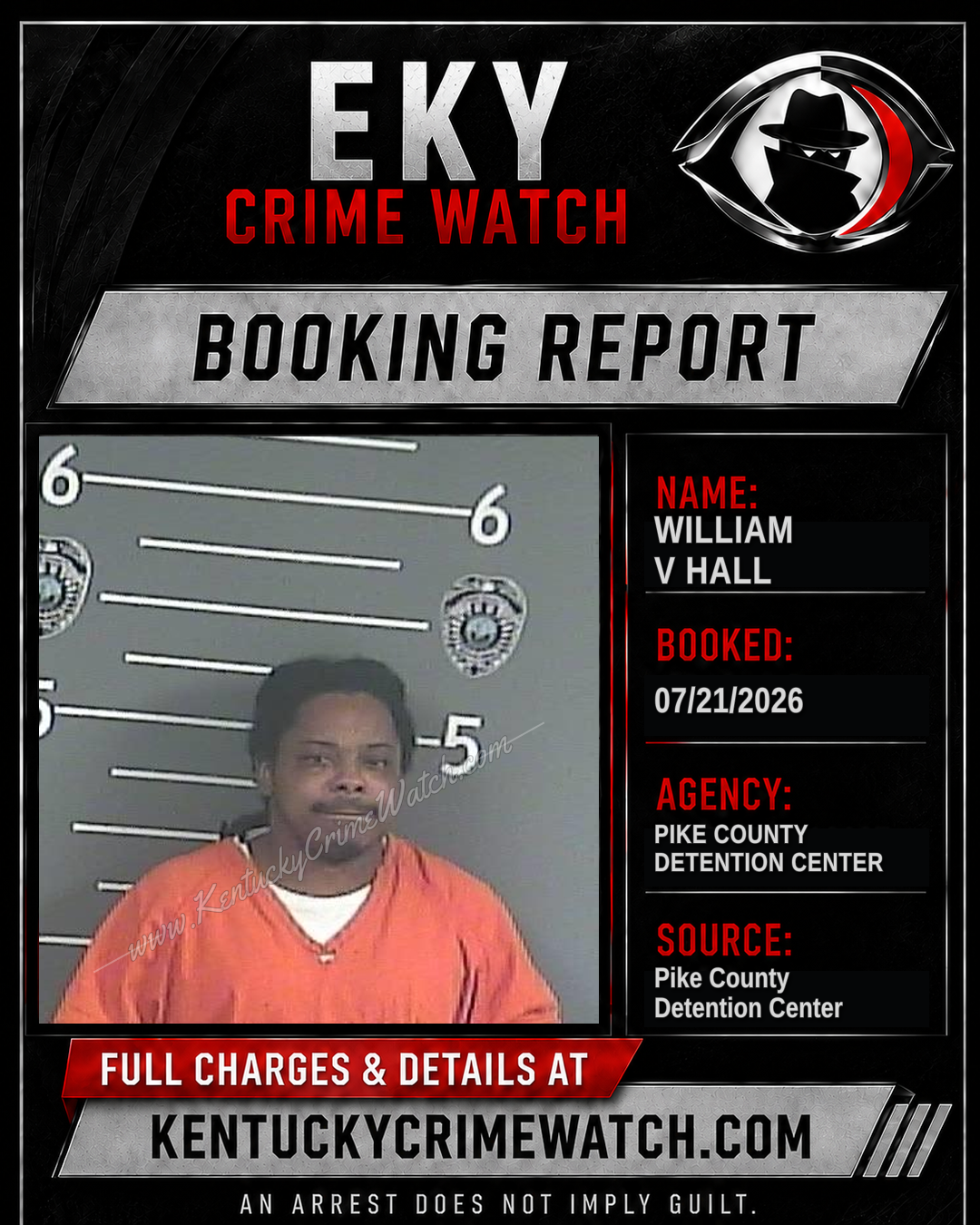 WILLIAM V HALL booking report card