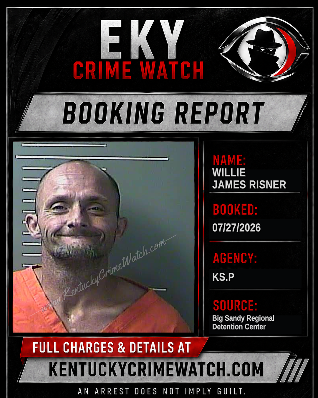 WILLIE JAMES RISNER booking report card