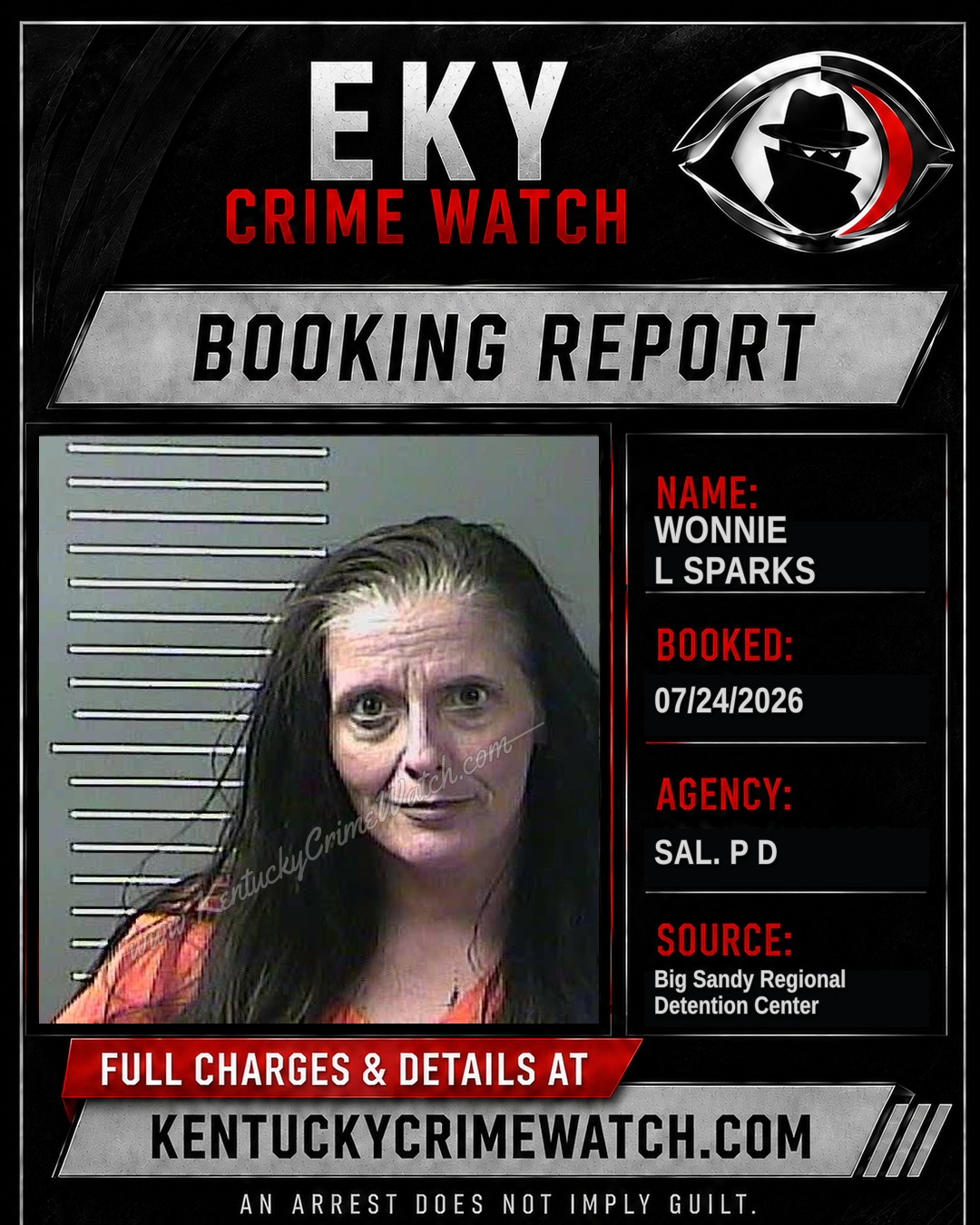 WONNIE L SPARKS booking report card