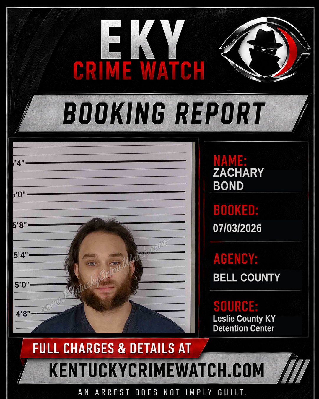 ZACHARY BOND booking report card