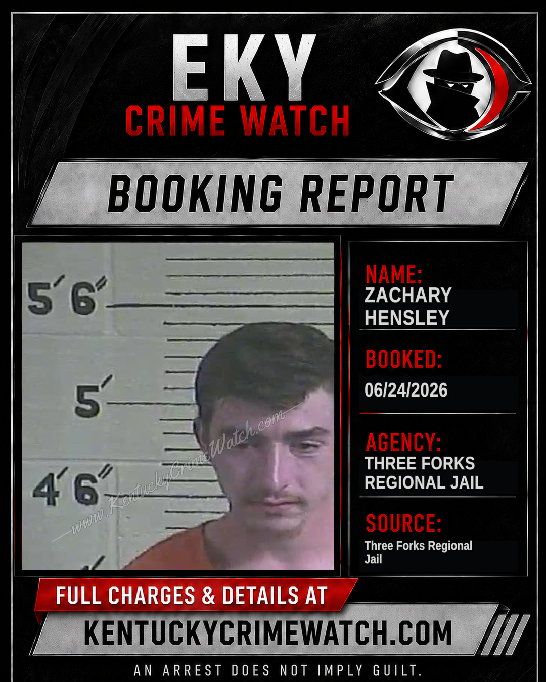 Zachary Hensley booking report card