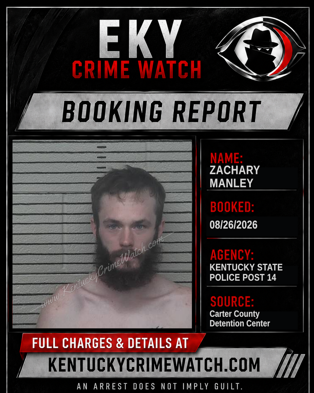 ZACHARY MANLEY booking report card