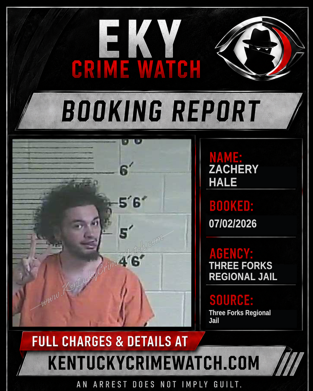 Zachery Hale booking report card